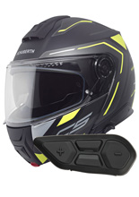 Zestaw: kask szczękowy Schuberth C5 Omega czarno-biało-żółty + dedykowany interkom motocyklowy Schuberth SC2