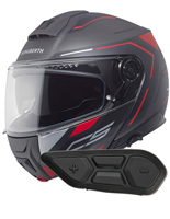 Zestaw: kask szczękowy Schuberth C5 Omega czarno-szaro-czerwony + dedykowany interkom motocyklowy Schuberth SC2