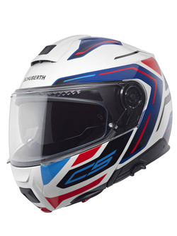 Kask szczękowy Schuberth C5 Omega biało-niebiesko-czerwony + Gratisy